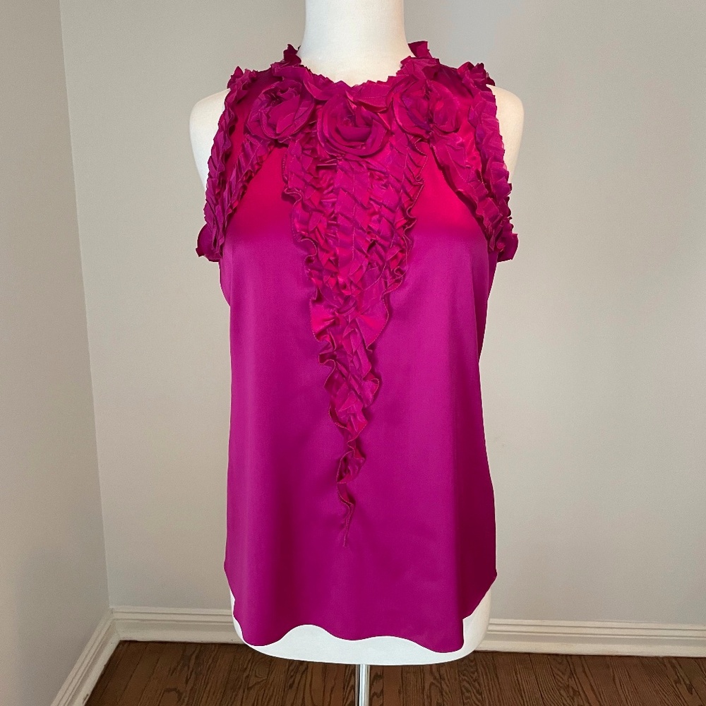 Elie Tahari Pink Ruffle Blouse Brand New Size Smal